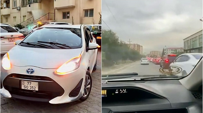 Tıxacda əyləncə axtaran sürücü əks yola çıxıb “şou” göstərdi - 77-SG-352   - VİDEO