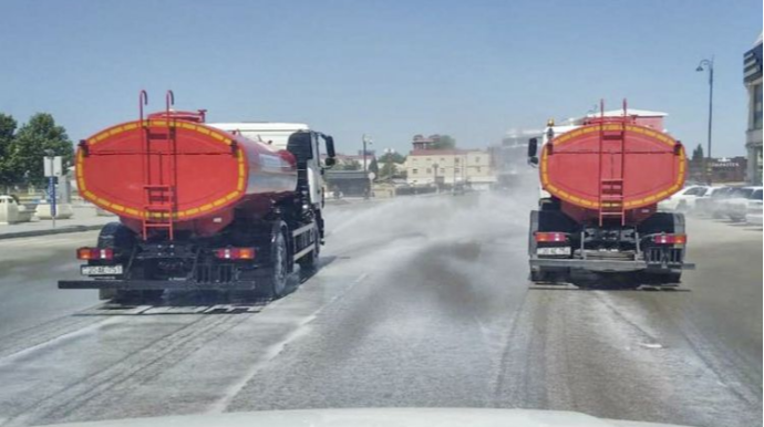 Gəncənin küçə və prospektlərində dezinfeksiya işləri davam edir