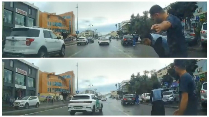 Prospektdə qayda pozub maşını vuran qadın sürücü aradan çıxdı   - VİDEO