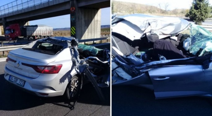 Qadın sürücünün idarə etdiyi “Reno” TIR-a çırpıldı: 1 ölü, 3 yaralı - FOTO