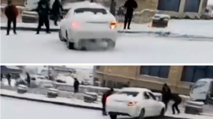 Masazırda yollar BUZ BAĞLADI: Hərəkət iflicdir - VİDEO