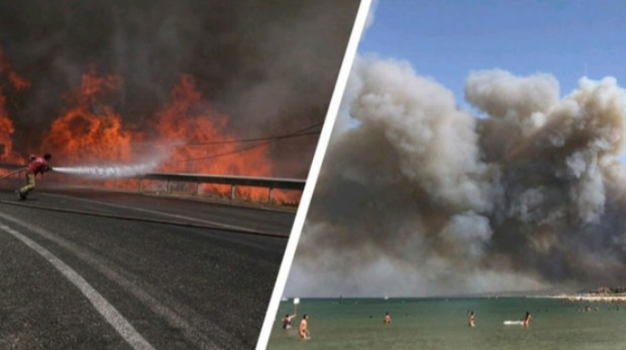 Yunanıstanda meşə yanğınları nəticəsində 10 min turist təxliyə edilib