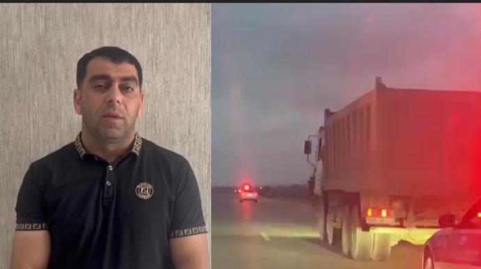 Yol polisinə tabe olmayan yük avtomobilinin sürücüsü saxlanılıb  - VİDEO