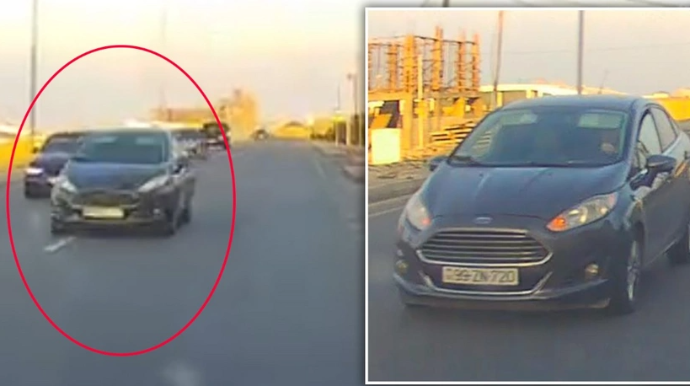 Görədil–Novxanı yolunda sürücüdən təhlükəli manevr - VİDEO