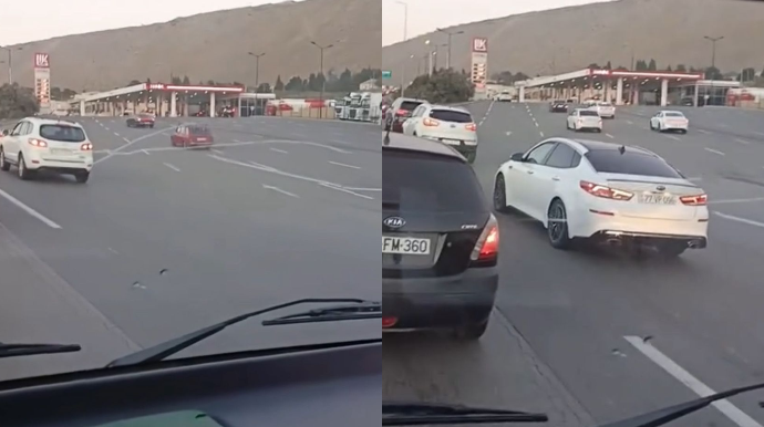 Sıxlıq vaxtı yanacaqdoldurma məntəqəsinə girib 50 metr qabağa düşən "ağıllı" sürücülər  - VİDEO