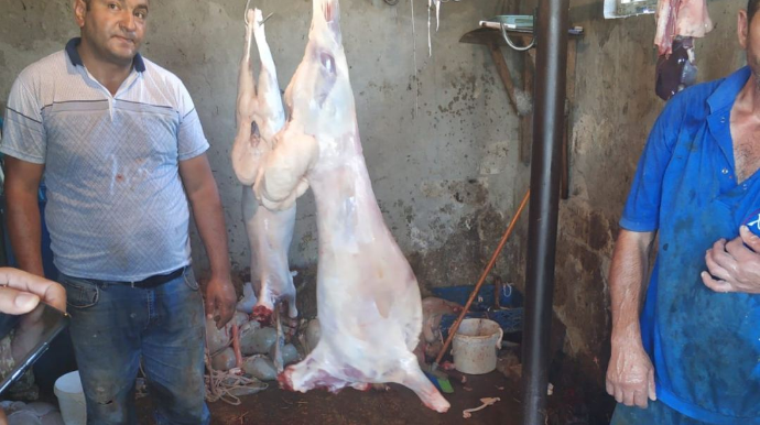 Sarayda qanunsuz ət kəsimi ilə məşğul olan şəxslər saxlanılıblar - FOTO 