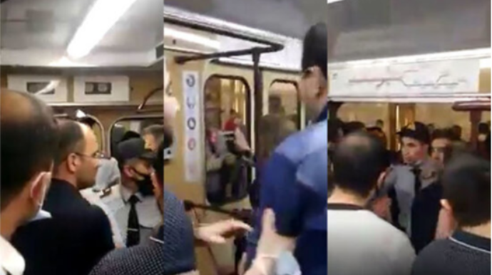 Bakı metrosunda polislərlə sərnişinlər arasında insident yaşanıb - VİDEO 
