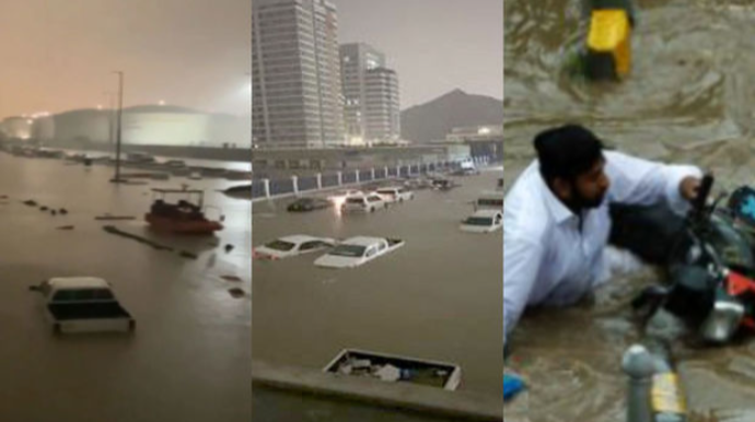 BƏƏ-də fəlakət:  Onlarla avtomobil sel altında qalıb - VİDEO