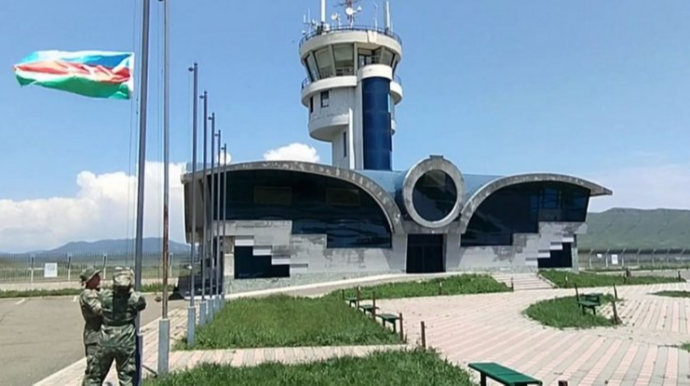 Xocalı aeroportunda Azərbaycan bayrağı qaldırılıb - VİDEO 