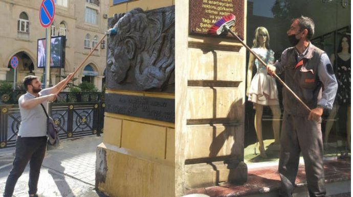 Səbail rayonunda heykəltəraşlıq abidələrində təmizlik işləri aparılır - FOTO