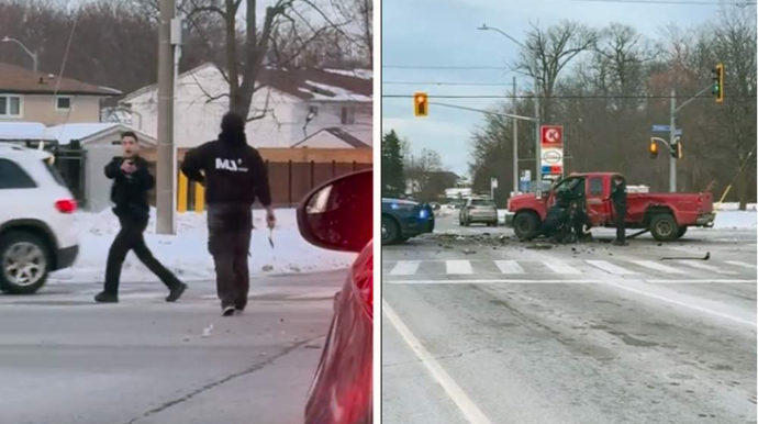 Pikap sürücüsü qayda pozub polisə balta ilə hücum etdi; 3 nəfər... - VİDEO   