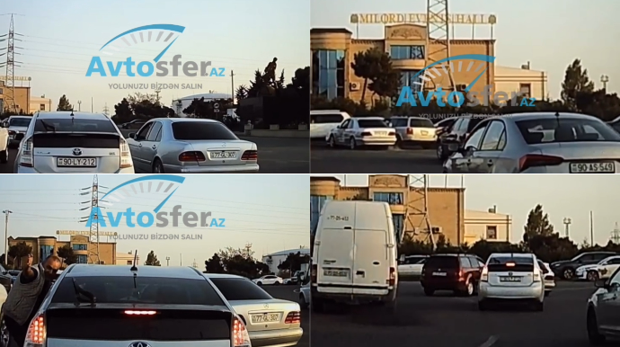 Bakıda “Prius”la dirəşən “Mercedes” sürücüsü 4 maşını vurub əzdi - VİDEO