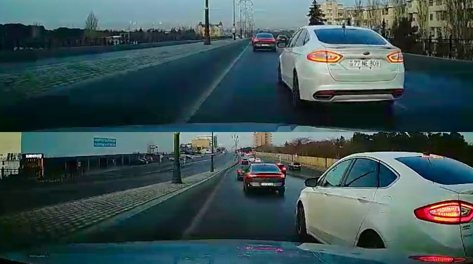 Prospektdə özbaşınalıq edən sürücü maşını sıxışdırıb “yaxşı edirəm” dedi - VİDEO