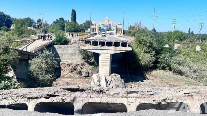 Xaçmazda sel suları nəticəsində çökmüş körpünün yerində yenisi tikiləcək  - FOTO