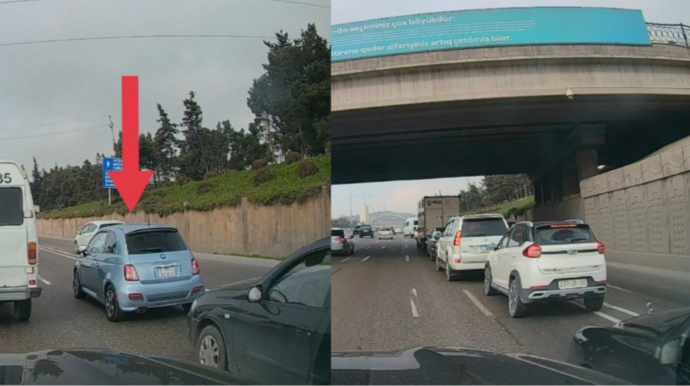 Xanım sürücü qaz vermək əvəzinə əyləci basıb tıxac yaratdı - VİDEO