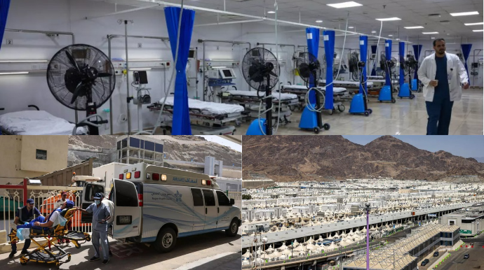 Zəvvarlar Məkkədə yandırıcı istidən belə qorunur - FOTO