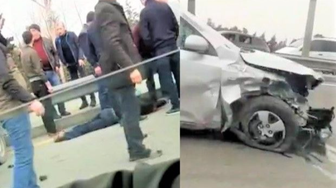 Bakıda ağır QƏZA:  İki minik avtomobili toqquşdu, ölən var - VİDEO 