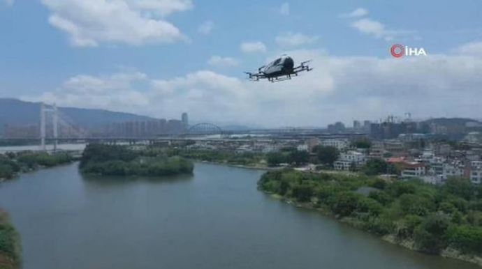Çində pilotsuz dron taksinin ilk sınağı keçirilib - VİDEO