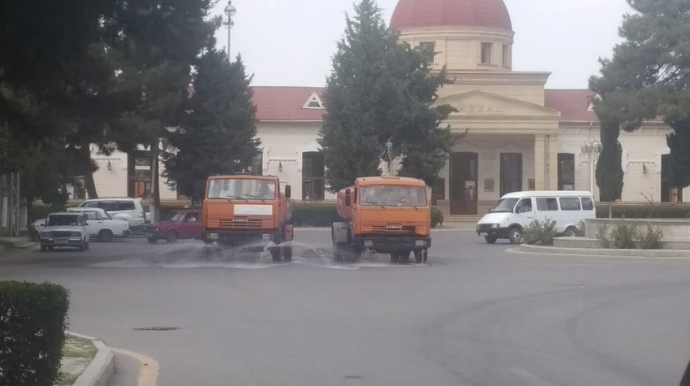 Yevlaxda pandemiya əleyhinə dezinfeksiya işləri aparılır  - FOTO