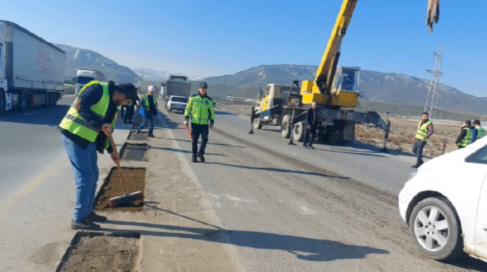 Bakı-Quba yoluna məhdudiyyət qoyuldu - VİDEO