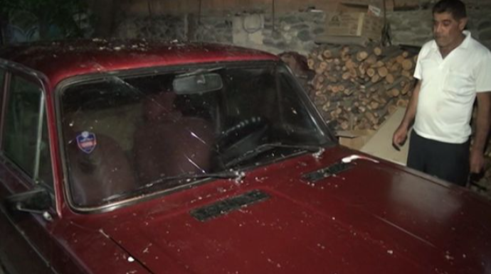 Goranboyda güclü külək ağacı avtomobilin üzərinə aşırdı   - VİDEO