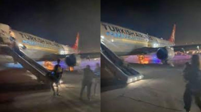 В Турции у самолета при посадке лопнуло колесо - ВИДЕО