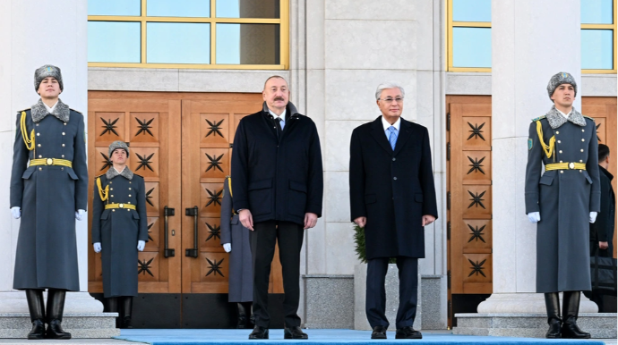 Astanada İlham Əliyevin rəsmi qarşılanma mərasimi olub - YENİLƏNİB