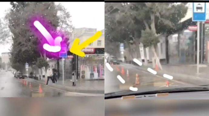 Duracağa qoyulan yol konusları taksi sürücülərinə maneə yaradır - VİDEO 