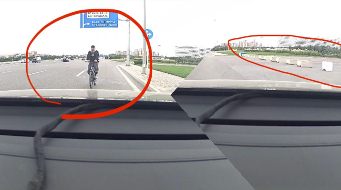 Heydər Əliyev prospektində velosipedçinin əks yola çıxması təhlükə yaradır – Təlimçidən ŞİKAYƏT  - VİDEO