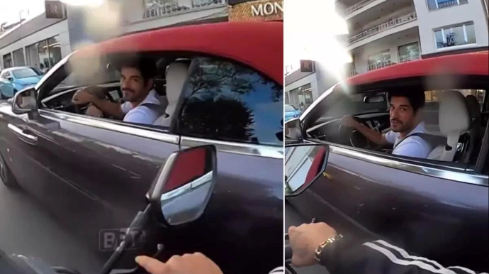 Burak Özçivit tıxacda lüks avtomobili ilə diqqət çəkdi - VİDEO