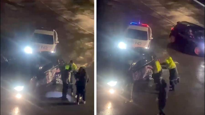 Yol polisləri maşını saxlayıb sürücünü döydü:  sakinlər çəkib paylaşdı - VİDEO 