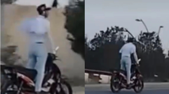 Bakıda moped sürücüsü yolda təhlükəli vəziyyət yaratdı – VİDEO 
