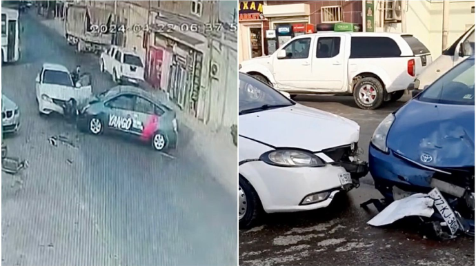 “Prius”un səbəb olduğu zəncirvari qəza anbaan kameraya düşdü   - VİDEO