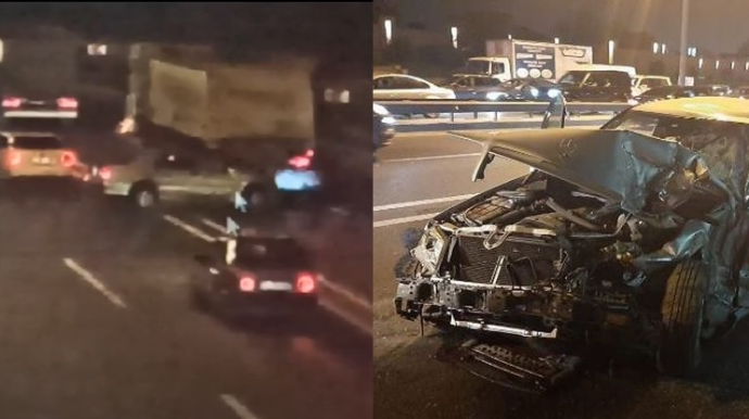"Kamaz"a çırpılan "Mercedes" sürücüsünün öldüyü qəzanın ŞOK VİDEOsu 
