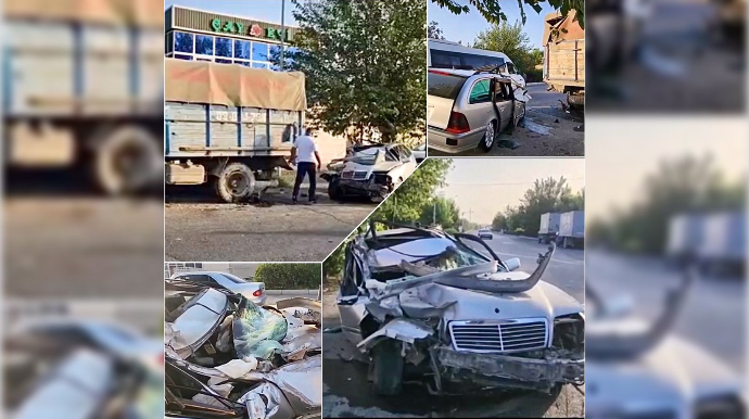 “Zil”ə çırpılan “Mercedes” tamamilə sıradan çıxdı  - VİDEO