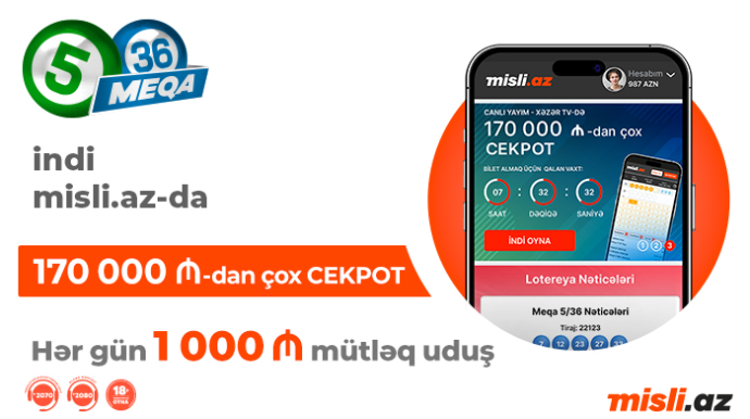 “Meqa 5/36” tirajlı lotereya biletləri Misli.az-da - FOTO
