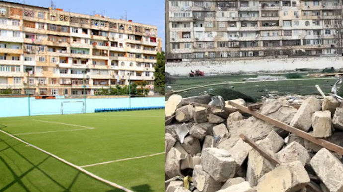 “Vətən” stadionu sökülür - VİDEO