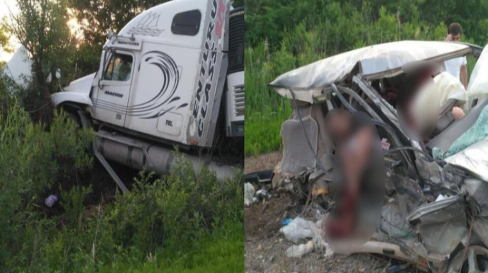 DƏHŞƏTLİ QƏZA:  Maşın ikiyerə bölündü, ölən var  - VİDEO