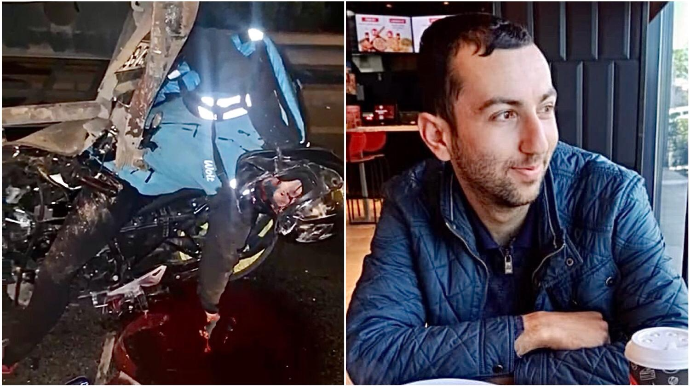 Qala yolunda dəhşətli qəza: Yük maşınına çırpılan moto kuryerin beyni yola dağıldı   - VİDEO