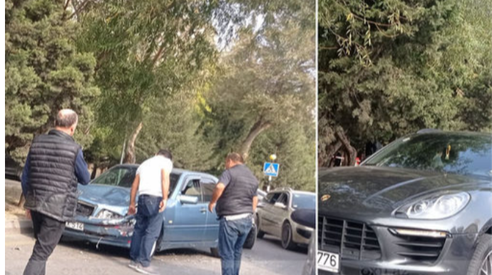 Paytaxtın mərkəzi küçəsində “Porsche” qəzaya düşdü  - FOTO - VİDEO