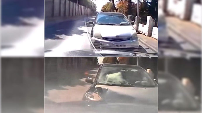 Əks yola çıxan “Prius” “Mercedes”lə toqquşdu    - ANBAAN VİDEO