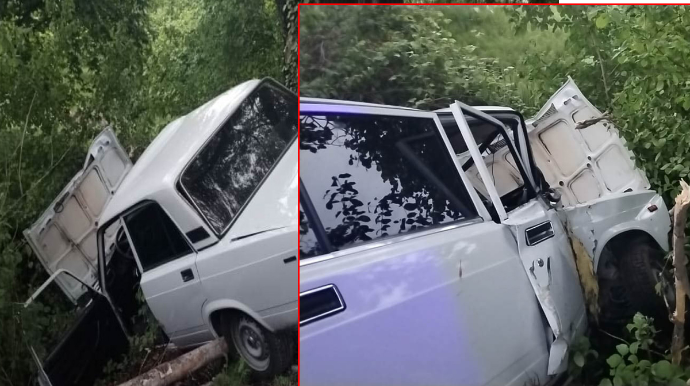 Oğuzda "07" ağaca çırpıldı - 2 nəfər xəsarət aldı - FOTO 