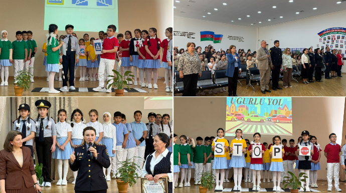 Yol polisi uşaqlar arasında təbliğat işlərini davam edirir - FOTO 