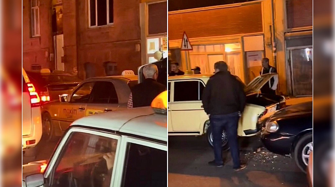 Ara məsafəsinə məhəl qoymayan 4 avtomobil bir-birinə girdi    - VİDEO