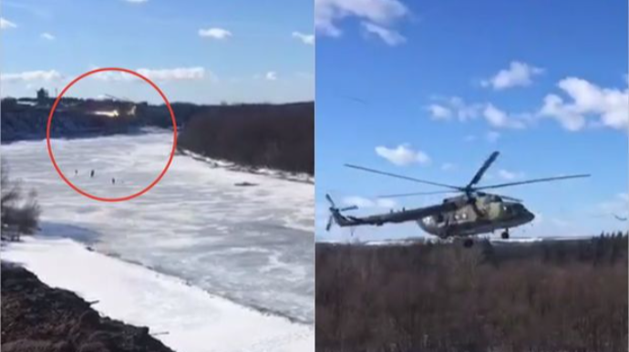 Rusiyada helikopterin pərləri elektrik naqillərinə ilişdi - VİDEO 