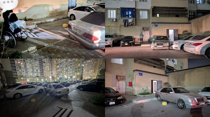 Binanın girişini zəbt edən sürücü sakinləri çətin vəziyyətə saldı   - FOTO
