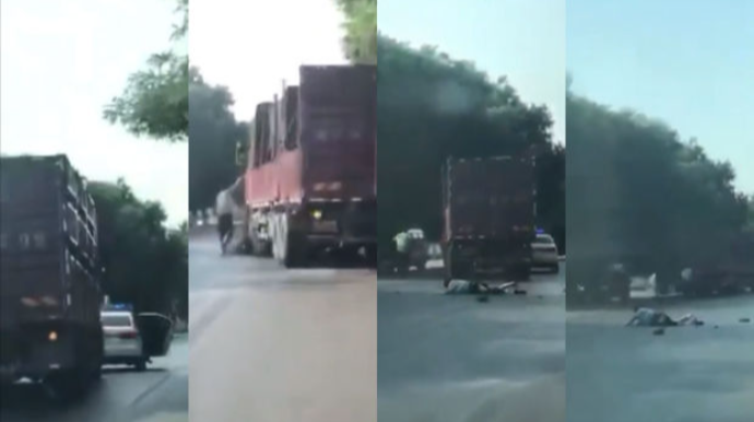 İranda sürücü yük maşını ilə repressiv qüvvələri əzərək üstlərindən keçdi - VİDEO 