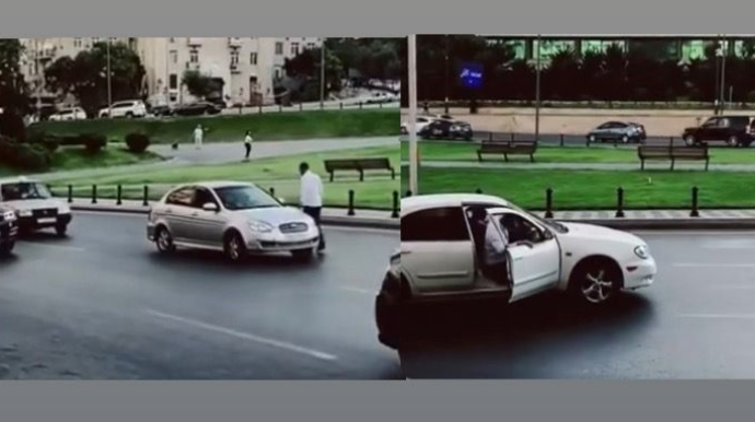 Bakıda film kimi hadisə; maşının qarşısını kəsib ...   - VİDEO