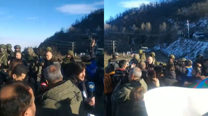 Şuşa-Xankəndi yolunda etiraz aksiyası: Azərbaycan himni səsləndirildi   - VİDEO