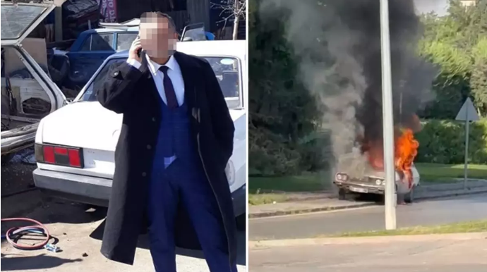 Türkiyədə parlamentin binası önündə maşınını yandıran şəxslə bağlı yeni detallar üzə çıxıb - VİDEO